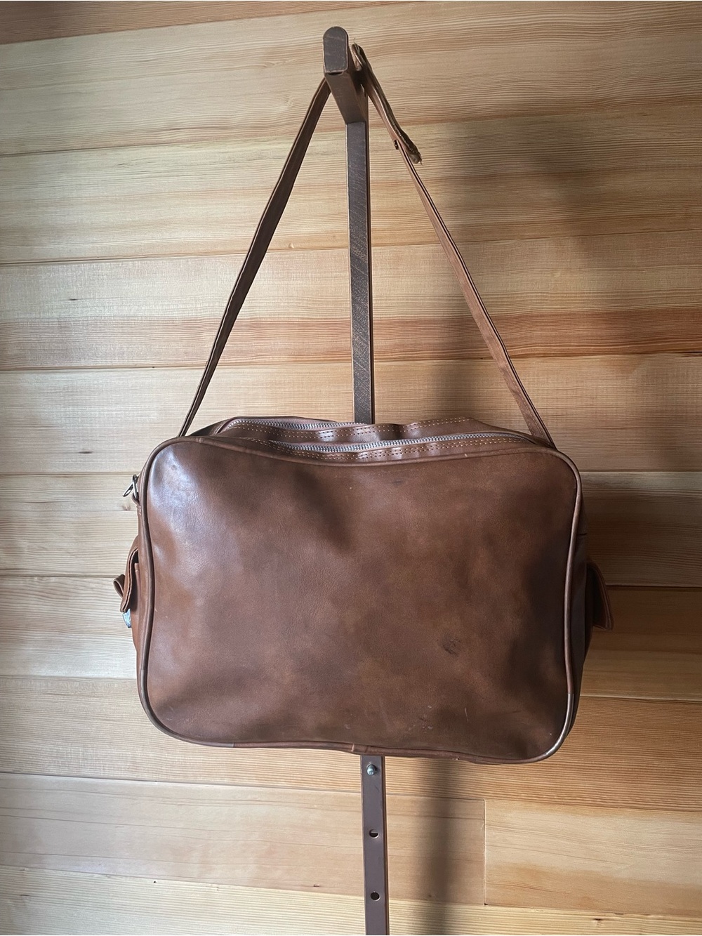 Vintage Faux Leather Carry-On Luggage or Tote Bag